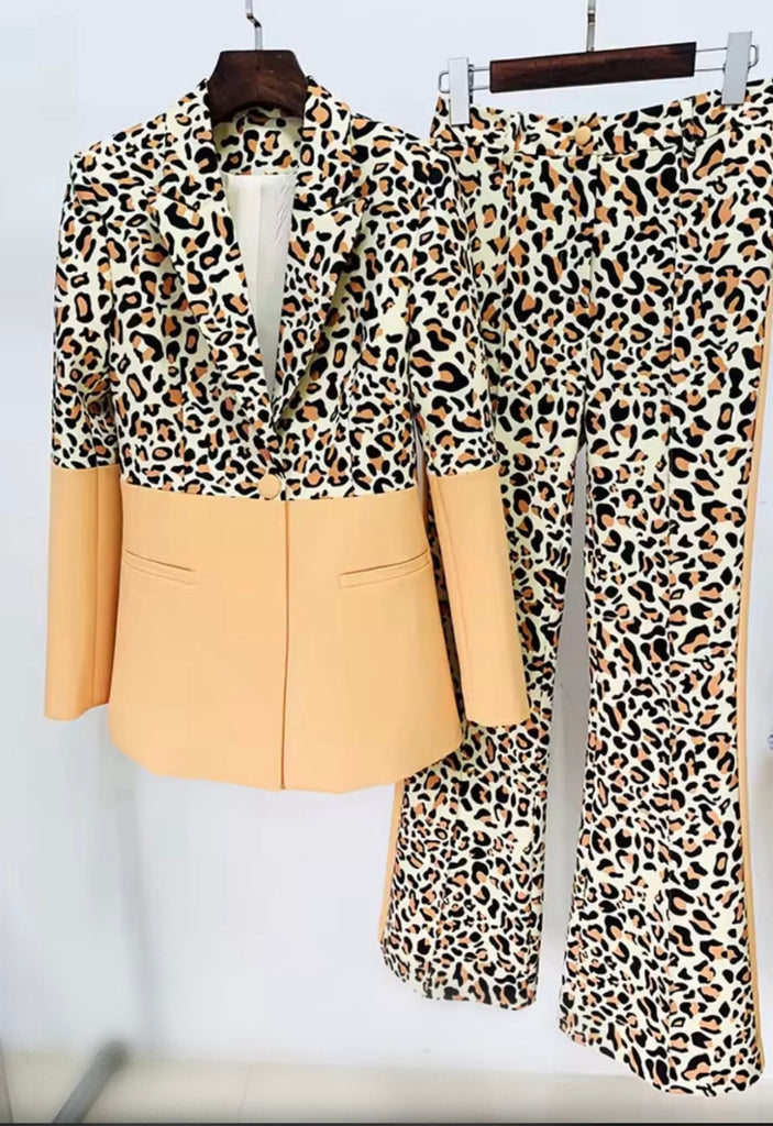 Cheetah Print Blazer Suit