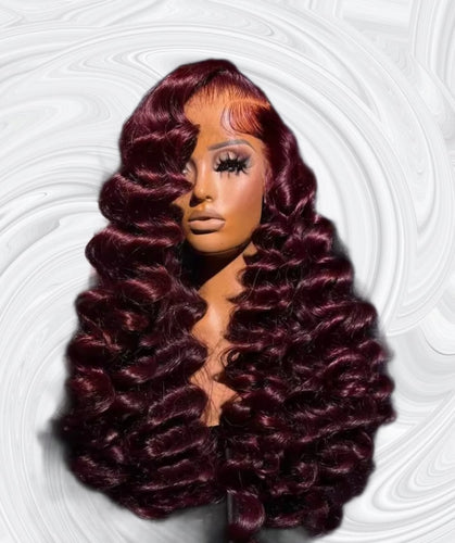 99 J Burgandy Human Hair Wig