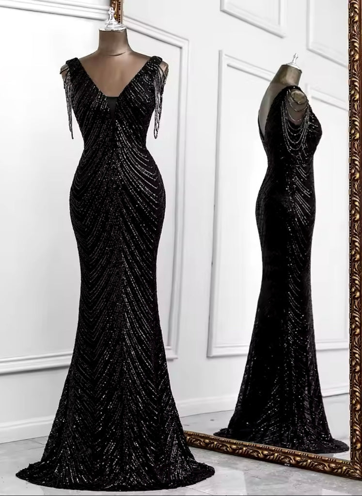 Fancy Black Sequin Gown