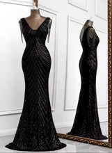 Load image into Gallery viewer, Fancy Black Sequin Gown