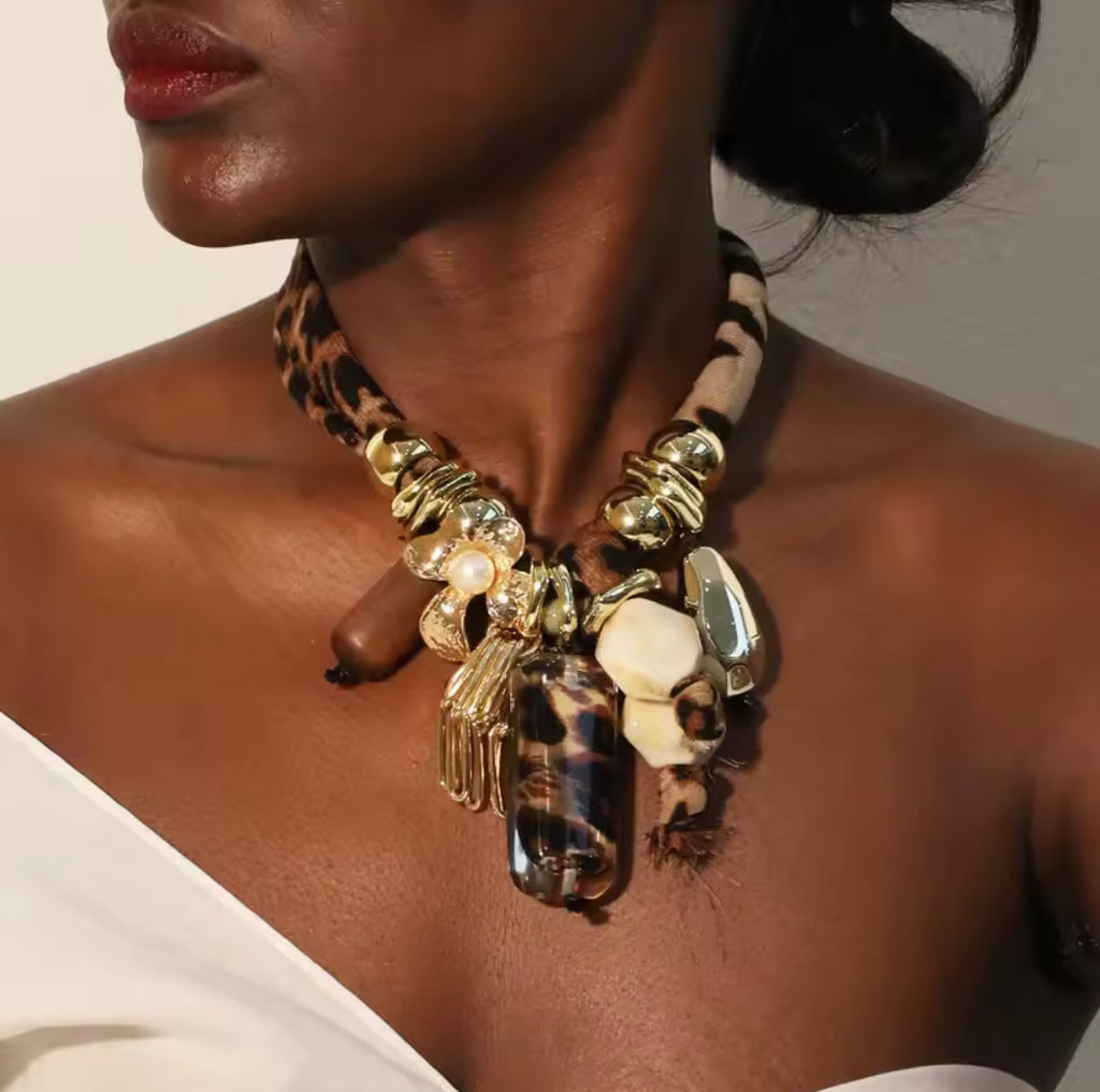 Statement Cheetah Print Necklace