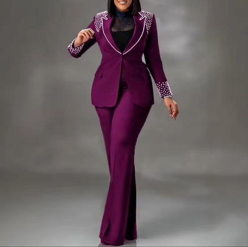 Women's 2 Piece Pearl Blazer suit.