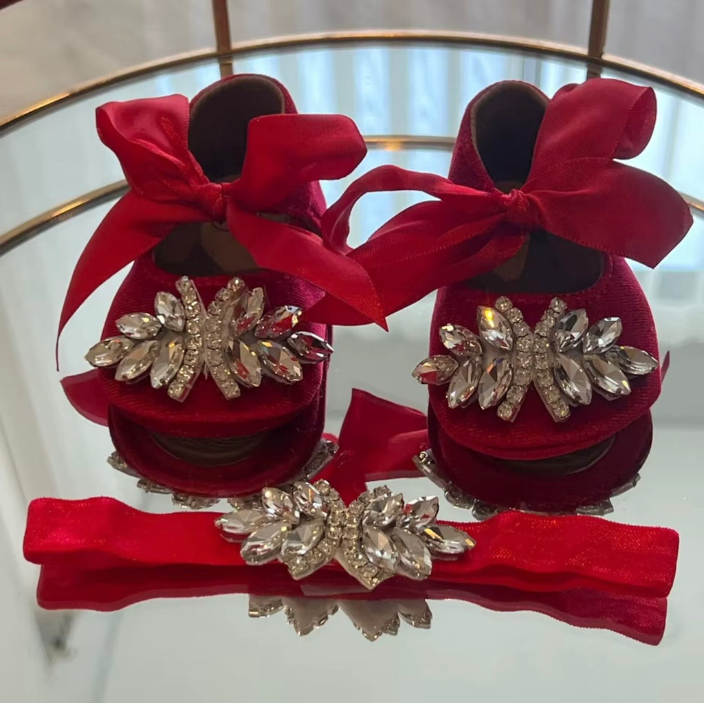 Red Carpet ready Velvet Ballet Flat with Headband