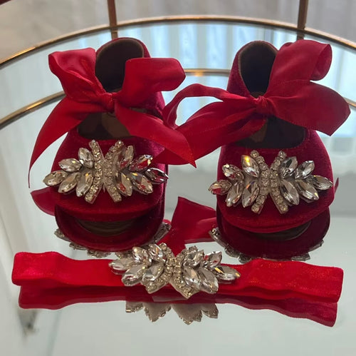 Red Carpet ready Velvet Ballet Flat with Headband