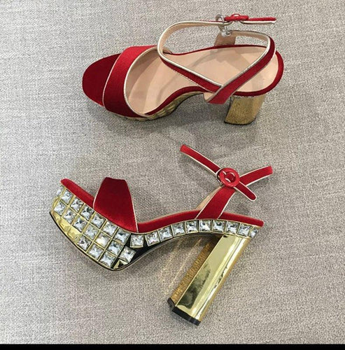 Walk Boldly Glam Wedge Heels (Red)
