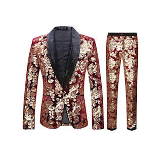 Men's Show Stopper 2-Piece Collar Floral Suit. ( Suit Jacket and Pants)