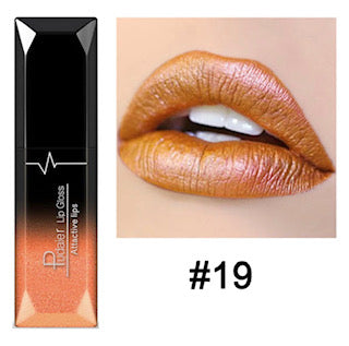 Gold Shade Waterproof Matte Velvet Glossy Lip Gloss/Lipstick Shade #19